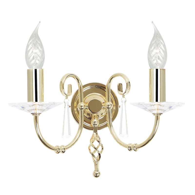 Colette double wall light in polished brass 